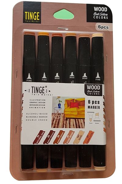 Tinge Marker Pen - 6-Piece Wood Wood/Earth Tones Color Set