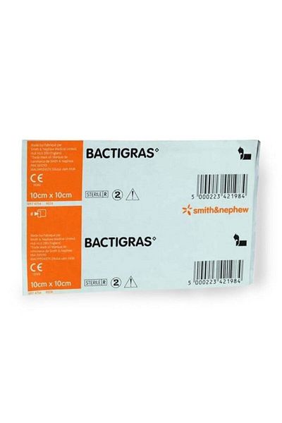 bactigras Paraffin Antiseptic Tulle Wrap Wound Care Cover 10cm X 10cm 5 Pieces