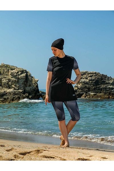 Elif Okur Short Sleeve Pool Swimsuit Black 7430