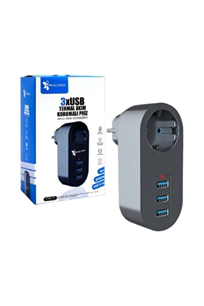 Protonust Fulltech Termal Akım Korumalı Tekli Duvar Priz 3 X Usb - Akıllı Akım Dengeleme