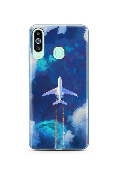 Spoyi Super Transparent Phone Case for Samsung M40 Sky and Airplane Design