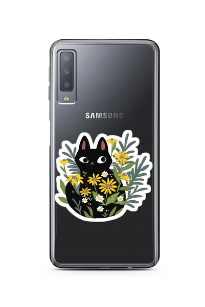 Spoyi Super Transparent Phone Case with Cat Sticker Design for Samsung A7 2017