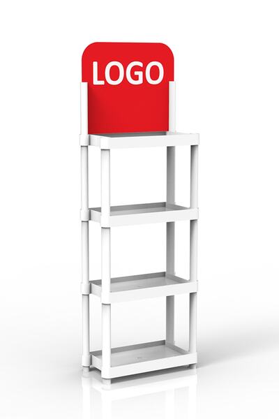 relaxstand Plastic Easy Installation Product Display Injection Stand Large Model 4 Shelves