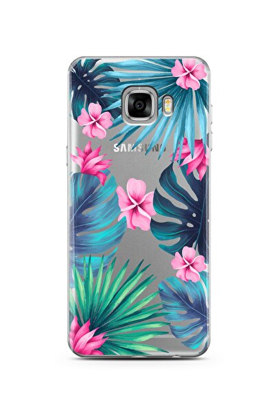 Spoyi Samsung C5 Tropical Tasarımlı Süper Şeffaf Telefon Kılıfı