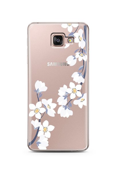 Spoyi Samsung A7 2016 Art White Flowers Design Super Transparent Phone Case