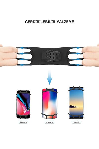 PUFWİN Universal 360° Dönebilen Bisiklet Telefon Tutucu Esnek Tpu Silikon