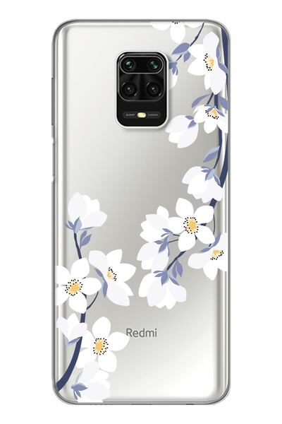 Spoyi Redmi Note 9 Pro Art White Flowers Design Super Transparent Phone Case