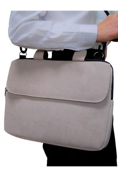 D'VERS Cream 15-15.6 Inch Compatible Shockproof Laptop Briefcase