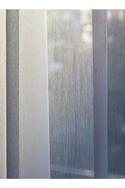 Papion Home Bamboo Linen Tulle 1/3 Pleat Sewn Ready Made Tulle Curtain
