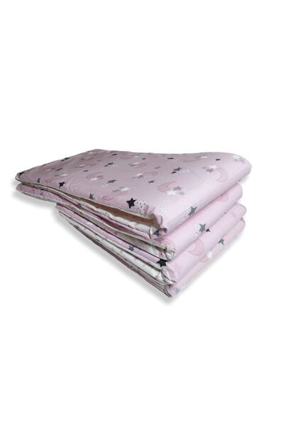 Babynia حماية حافة سرير الأطفال الرضع مقاس 80 × 130 مكونة من 4 قطع حاجز وردي ...