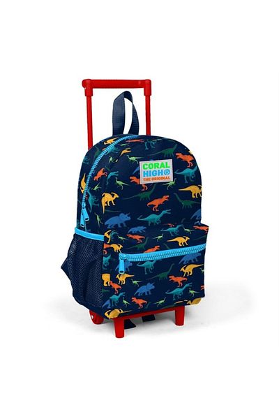 Coral High Rucsac de școală pentru bărbați, cu două compartimente, cu model de dinozaur albastru