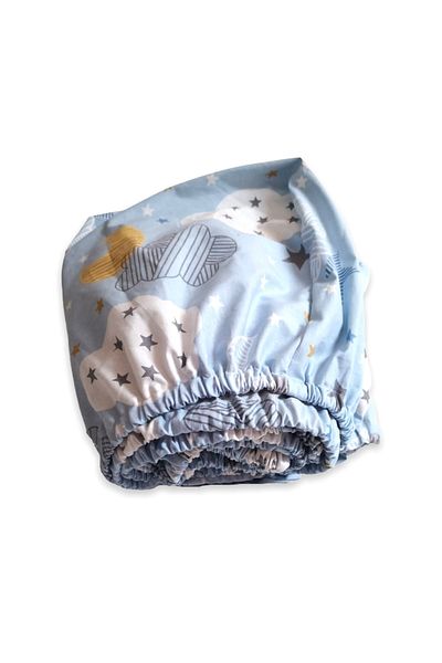 Babynia 100% bumbac cearceaf pentru copii 100x160 (2 bucăți) curcubeu și albastru