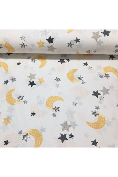 Babynia Cotton Single Child Elastic Sheet 90x190 Yellow Crescent Star