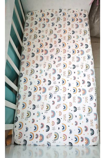 Babynia Lenjerie de pat pentru copii 100% bumbac 90x190 (2 bucăți) galbenă, lună și curcubeu