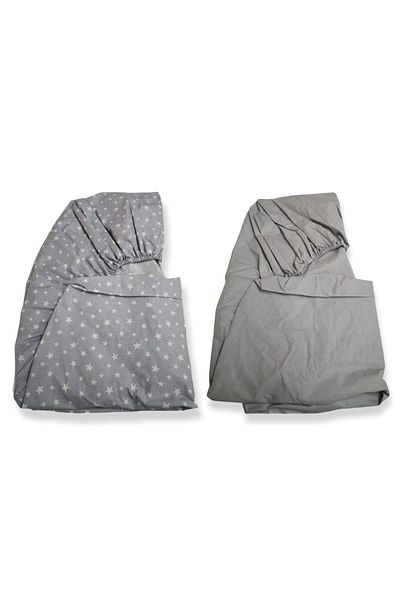 Babynia Παιδικό σεντόνι 100% βαμβάκι 100x160 Γκρι και Starry Grey (2 τεμάχια)