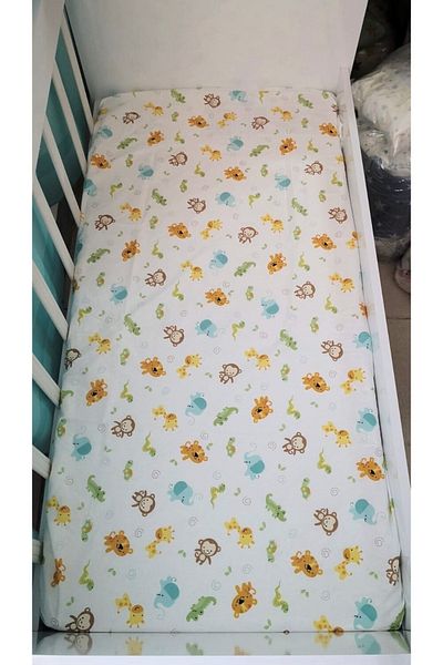 Babynia Cearşaf de pat pentru copii din bumbac 90x190 cu model animal drăguţ