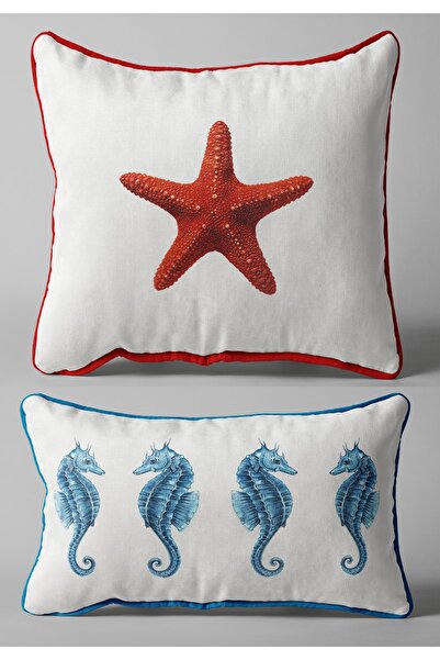 Alacastore Throw Pillow Starfish Seahorse Marine Decorative Bias Double Throw...