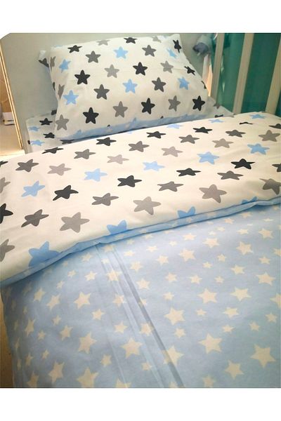 Babynia Set cuvertură de pilota de un singur copil din bumbac special copii adolescent Blue Big Star