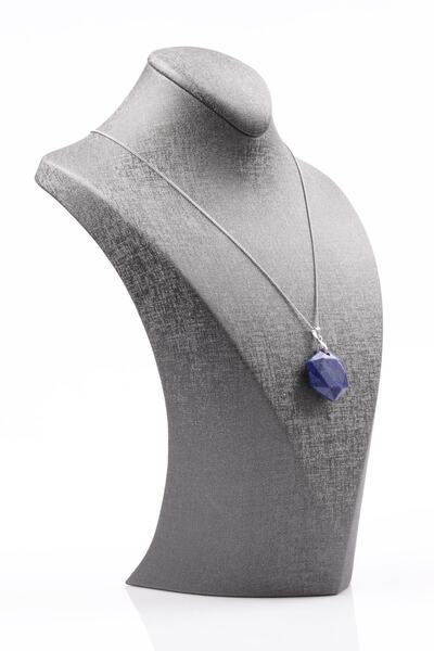 Genel Markalar Lapis Lazuli Doğal Taş Hekzagonal Kesim Kolye