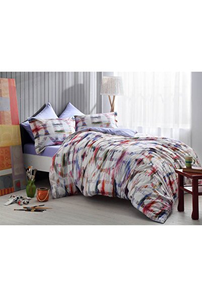 Taç Digital Baskılı Pamuk Saten King Size Yorgan Seti Sage Fuşya 215 X 235