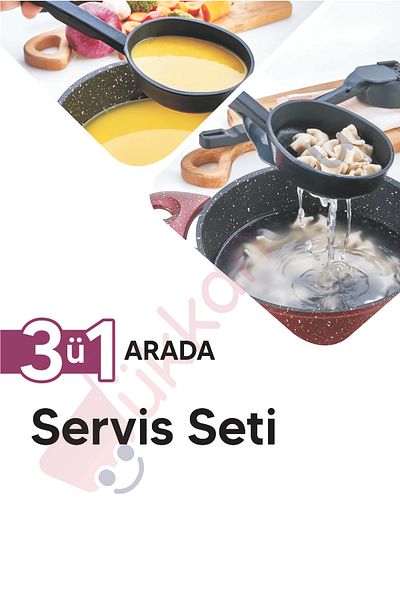 Dükkanönü 3-in-1 Serving Set - Ladle Colander Spoon 3-in-1 Serving Set Resistant to 220 Degrees Kp-132