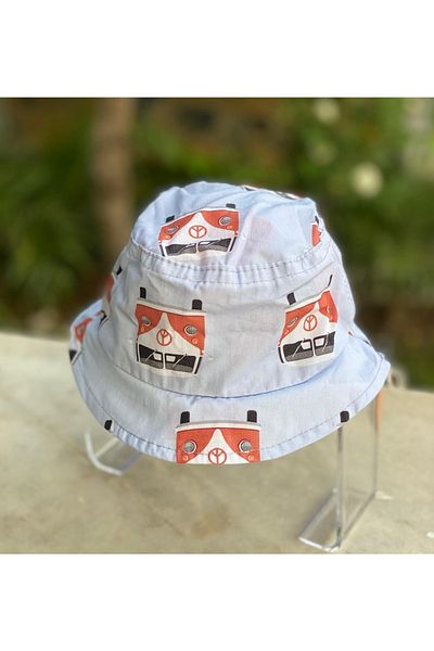 QUEEN AKSESUAR Baby Boy Bucket Baguette Hat Cute Vosvos Bus Car Patterned