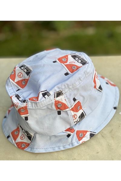 QUEEN AKSESUAR Baby Boy Bucket Baguette Hat Cute Vosvos Bus Car Patterned