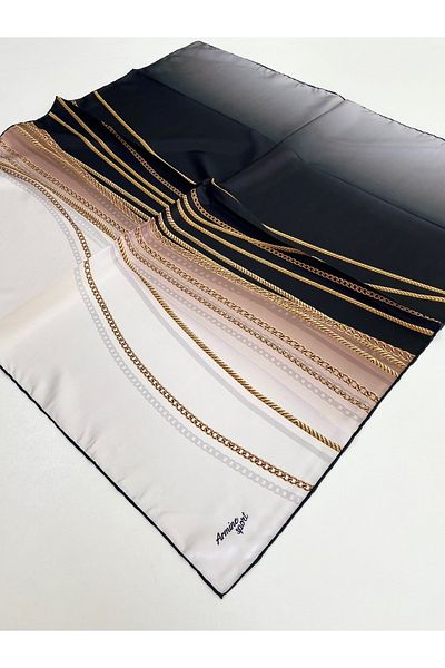Armine Sport Twill (CIVIL) Nostalgia Chain μοτίβο Κασκόλ Μαύρο χρυσό εκρού βιζόν