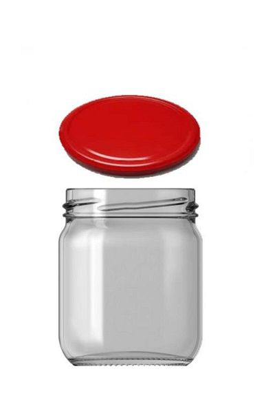 Paşabahçe 10-Piece 210 Cc Glass Jar with Red Lid
