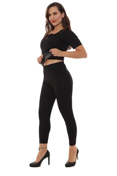 SAUNA SUIT Thermal Leggings and Zippered Short Sleeve Set - Reyner