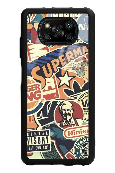 Spoyi Xiaomi Poco X3 Retro Marka Tasarımlı Glossy Telefon Kılıfı