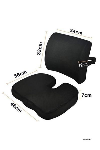 Viscomina Visco Waist Support and Visco Sitting Cushion Pillow Set of 2