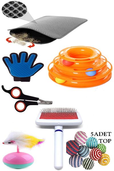 TİNEKE 7-Piece Cat Care and Toy Set