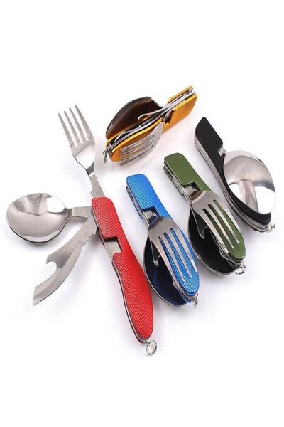 Ayver Camping Travel Picnic Set Steel Knife Fork Spoon Can Opener