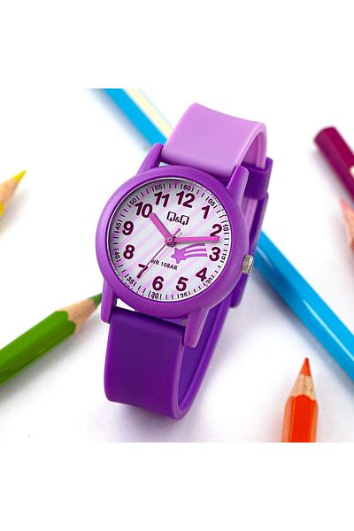 Q&Q Girl's Purple Waterproof Wristwatch Vs49j004y
