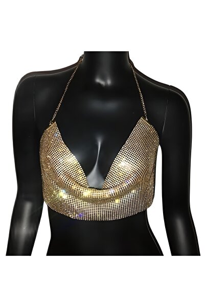 nuit dose Women's Gold Jewelled Bustier
