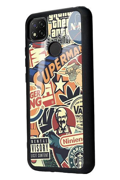 Spoyi حافظة هاتف لامعة بتصميم العلامة التجارية Xiaomi Redmi 9c Retro