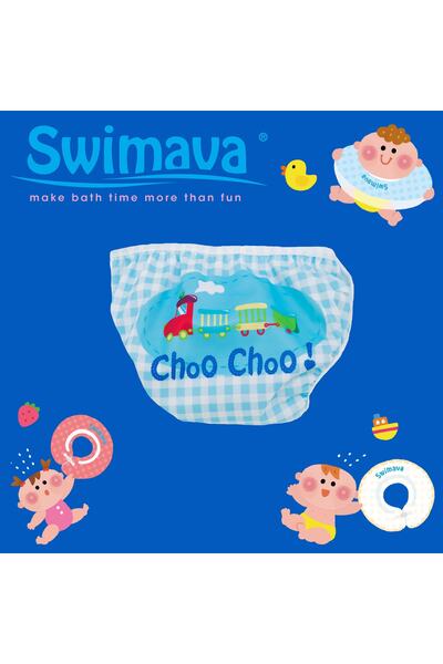 SWIMAVA Erkek Çocuk Tren Mayo Bebek Bezi Mavi - 8-14 Kg /