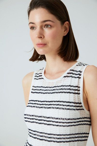 JOIN US Crew Neck Striped Ecru Knitwear Dress