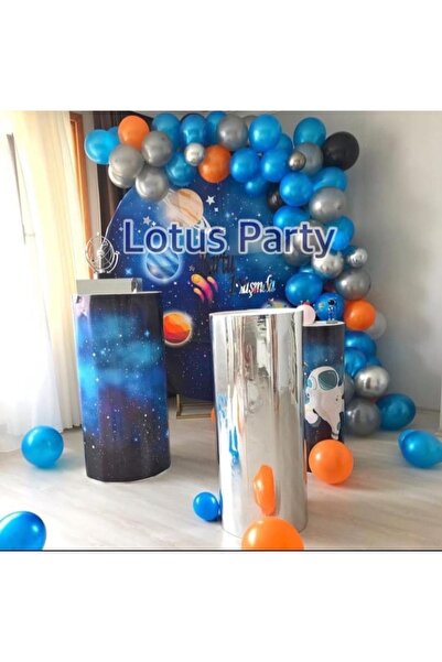 LOTUS PARTY 100 Pieces Space Themed Balloon Chain Set ( Navy Blue - Silver - ...