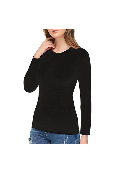 Tutku Elit Body de damă din bumbac elastan negru de 3 inchi cu mânecă lungă din Lycra 2203