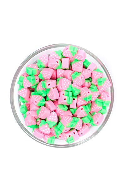 yfhobi 10 Adet - Polimer Fimo Boncuk, Çilek Desenli Polimer Kil Boncuk. 1. Ka...