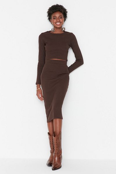 Trendyol Collection Zweiteiler - Braun - Slim Fit