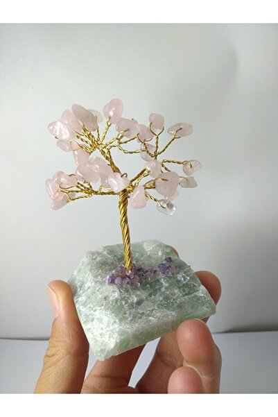 Genel Markalar Pembe Kuvars Taşı Hayat Ağacı Biblo / Doğaltaş Ağaç Biblo