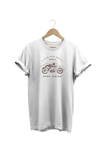 WİDİ Λευκό μπλουζάκι με στάμπα κινητήρα