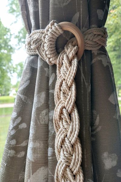 Emtory Home Home Style Wooden Ring Ecru Braided Curtain Buckle