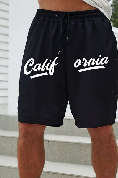 MODAGEN Pánské černé kraťasy s potiskem California