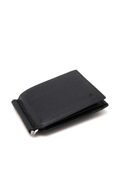 Eminsa Black Leather Men's Wallet with Money Clip