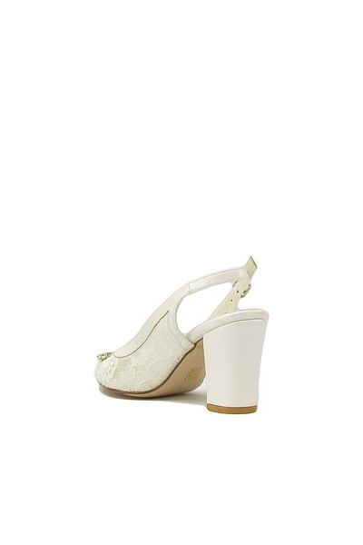 Meshure Msre400 Mother of Pearl Women's Patterned Open Back Heeled Shoes