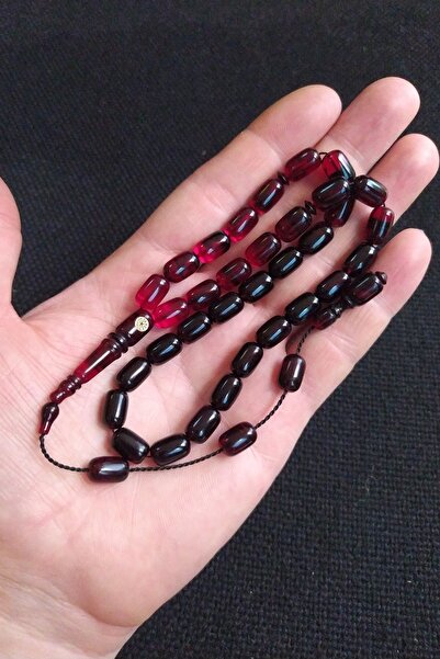 Vip Kehribar خرزات صلاة مصنوعة من العنبر باللون الأحمر والأسود
